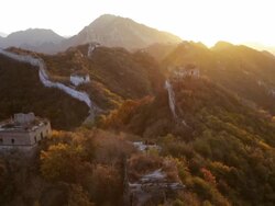 WS T/L View of Sunrise Great Wall of China Jiankou / Beijing, Hebei Province, China Stock Footage