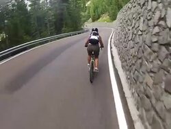 Mountain Bike Video: Long Descent on the Road Stock Footage