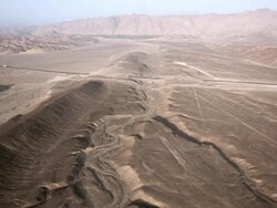 WS AERIAL View over Nazca lines and highway / South Of Peru, Nazca, Peru Stock Footage