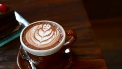 HD:Coffee art with chocolate cake Stock Footage