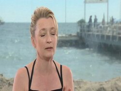 INTERVIEW: Lesley Manville on Mike Leigh's well rounded approach to human nature, what makes him tick and his prickly relationships with journalists  Stock Footage