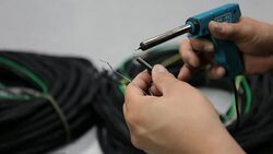 man soldering wires Stock Footage