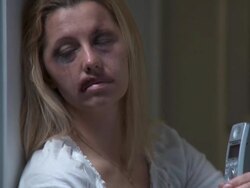 HD: Domestic Violence Victim Calling 911 Stock Footage