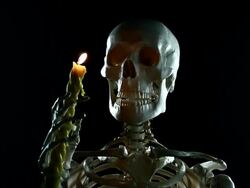 Skeletal with a candle Stock Footage