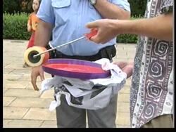 SERBIA: BELGRADE: POLICE STOP ACTIVISTS PAINTING FOOTPRINTS News Clip