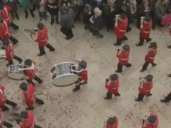MS Red band playing at town square Esplanade on easter celebration AUDIO / Kerkyra, Corfu, Greece Stock Footage