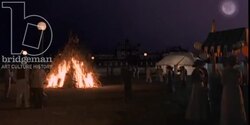 Bonfire in a 1900s city, 1908 - reenactment Stock Footage