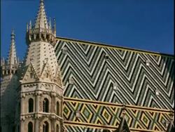 CU Roof of Stepansdom, Vienna, Austria Stock Footage