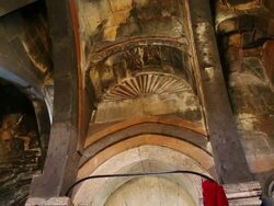 Saghmosavank monastery, interior view of the church Stock Footage