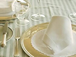 CU Empty glasses and plates on dining table / Sorento, Campania, Italy Stock Footage