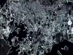 High speed broken glass falling against black background, 1000 fps Stock Footage