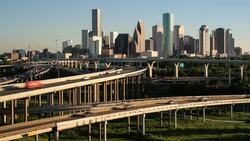 Houston, Texas, USA, highway, city skyline Stock Footage