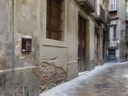 Jewish quarter, stone palque with Hebrew inscription, Barcelona Stock Footage