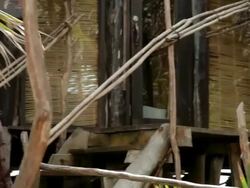 Couple entering beach hut on vacation Stock Footage