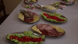Table full of food Stock Footage