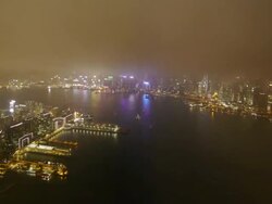 Amazing Hong Kong Time Lapse W/S. Pan to Harbor City at night. Stock Footage