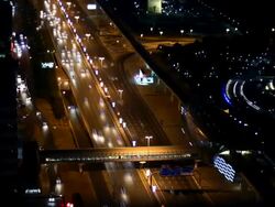 Metro Stations on Sheikh Zayed Road, Dubai, timelapse at night Stock Footage