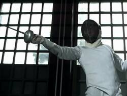 HD: Fencer Swing With A Foil Stock Footage