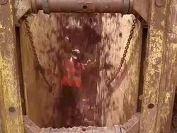 MS Shot of workmen Engraving on street for works at sewage pipe / Saarburg, Rhineland Palatinate, Germany Stock Footage