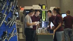 Group Tuition on Precision Measurement Instruments Stock Footage