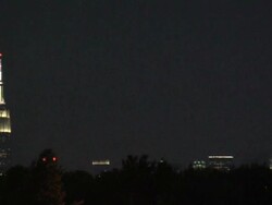 Lightning Illuminating the NYC Skyline Stock Footage