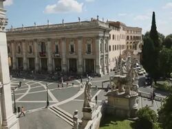 Capitoline Hill and Piazza del Campidoglio in Rome Stock Footage