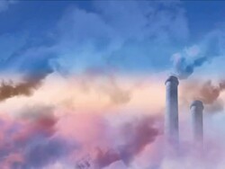 NTSC, loopable: Smoke stacks (left side copy space, composition) Stock Footage