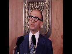 UPITN 16 7 77 NEW ISRAELI PRIME MINISTER SPEAKS BEFORE DEPARTURE FOR USA News Clip