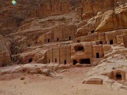 Street of Tombs in the rock city - Petra / Jordan Stock Footage