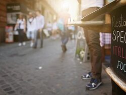 Restaurant on the Street in Rome: Italian Food Stock Footage