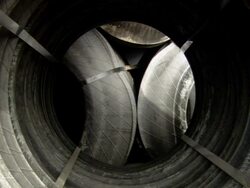 MS Inside view of mountain of wheels in fix sequence Stock Footage