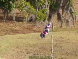 WS AERIAL Shot of England flag waving / Georgia, United States Stock Footage