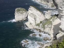 WS Shot of Limestone cliffs / Bonifacio, Corsica, France Stock Footage