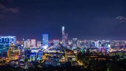 WS T/L View of Ho Chi Minh City downtown at night / Ho Chi Minh City, Southeastern, Vietnam Zoom Out Stock Footage