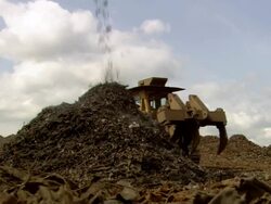 MS Shot of shower of iron with bulldozers / Tacoma, Washington, United States Stock Footage