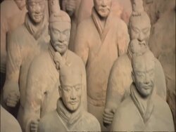 Terracotta Army, tilt up, Museum of Qin, Xian, China Stock Footage