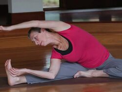 MS TD TU PAN Senior woman doing yoga in studio / Richmond, Virginia, United States Stock Footage