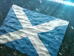 Flag of Scotland at the stadium Stock Footage