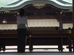MS Woman standing near wooden fence  AUDIO / Tokyo, Kanto, Japan Stock Footage