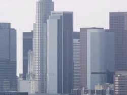 Zoomed pan of Los Angeles with heat distortion. Stock Footage