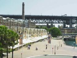 Campbell's Storehouses at Campbell's Cove, Sydney, New South Wales, Australia Stock Footage