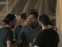 David Blaine press conference before 'Electrified' Stock Footage
