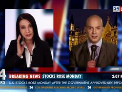 HD: Male Journalist Reporting Live In TV News Stock Footage