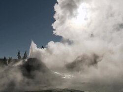 MS View of Geyser field / Yellowstone National Park, Wyoming, United States Stock Footage