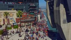 Baseball fans leaving AT&amp;T Park at the conclusion of a San Francisco Giants baseball game. Stock Footage