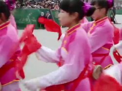 MS Student drum parade formation in Traditional festive folk celebration or carnival during chinese spring festival  AUDIO  / xi'an, shaanxi, china Stock Footage