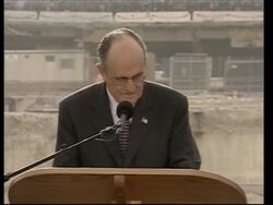 Memorial service at WTC ground zero, Bush at White House News Clip