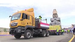 CLEAN : Egypt shifts famed Ramses II statue into place at new museum News Clip