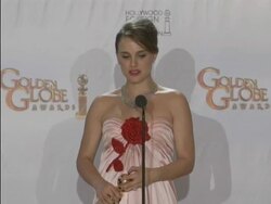 INTERVIEW: Natalie Portman on her previous ballet training at the 68th Annual Golden Globe Awards - Press Room at Beverly Hills CA. (Footage by WireImage Video/GettyImages) Stock Footage