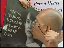 Protesters at Myanmar embassy demand release of democracy leader News Clip